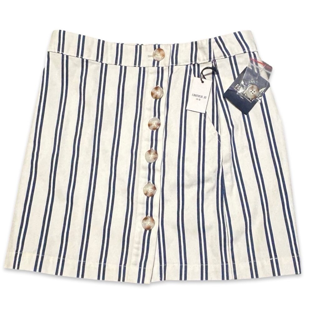 Forever 21 Women's Cream & Blue Striped Skirt NWT Size Small